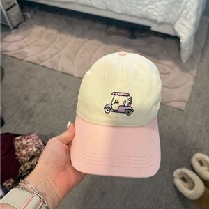 Women’s Pink and Cream Cap with Embroidered Design